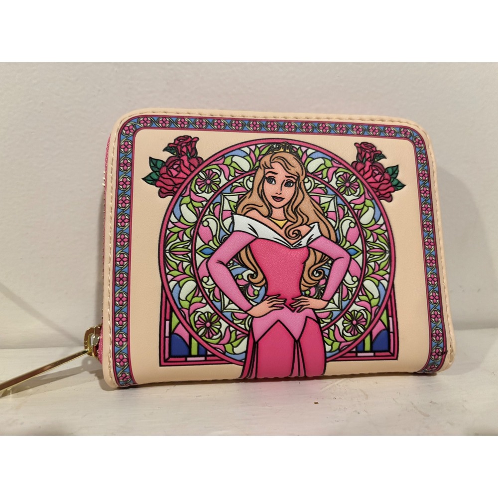 Loungefly Sleeping Beauty Wallet Women Pink Stained Glass Aurora NWT